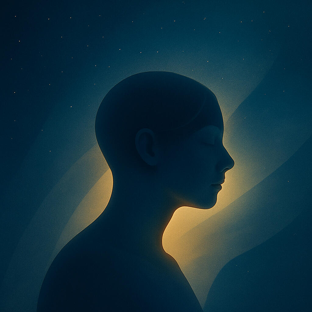 Every night I grow — Podcast cover Cover artwork for the podcast Every night I grow, showing a calm profile in a starry night